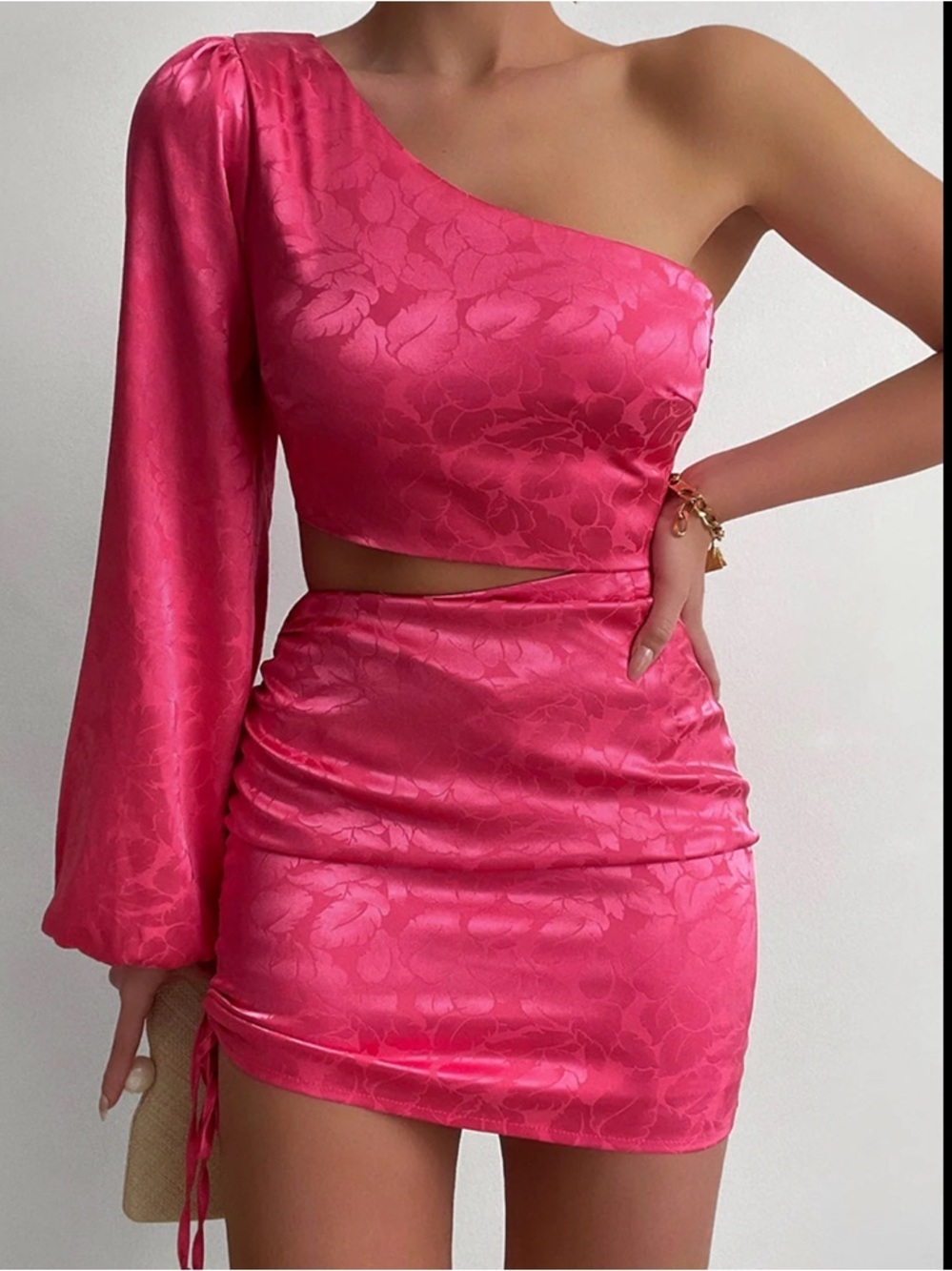 NEW Runaway the Label Floss Dress Pink Cutout Small One Shoulder